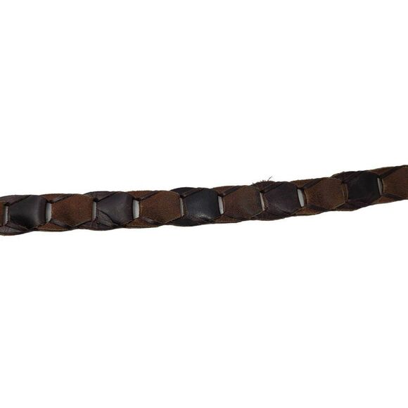 Vintage Woven Suede Leather Hexagon Pattern Belt 42" Brown Western Cowboy - Picture 9 of 11